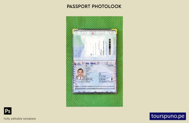 Plantilla de presentación de pasaporte de Nepal lista para imprimir